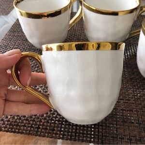 Elanze Designs Gold rimmed and White Tea Cups Set of 4